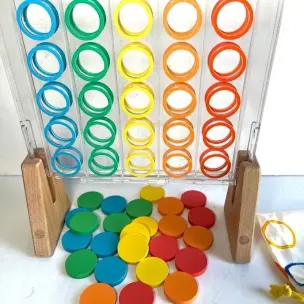 Lovevery Drop & Match Wooden Dot Catcher Montessori Toy with Storage Bag